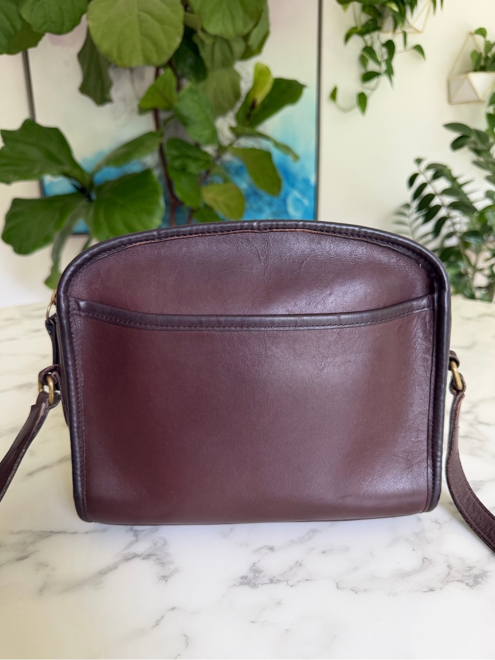 Coach Vintage Metropolis Zip Crossbody Bag 9087 Mahogany Leather 90's w/ Key Fob - Picture 2 of 16